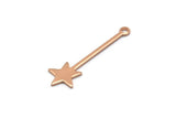 Rose Gold Star Charm, 12 Rose Gold Plated Brass Star Charms With 1 Loop (30x9x0.80mm) M02051 H0185