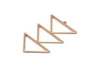 Rose Gold Triangle Charm, 2 Rose Gold Plated Brass Triangle Charms With 1 Loop (47x30x1mm) M01791