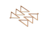 Rose Gold Triangle Charm, 2 Rose Gold Plated Brass Triangle Charms With 1 Loop (47x30x1mm) M01783
