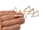 Rose Gold Triangle Charm, 2 Rose Gold Plated Brass Triangle Charms With 1 Loop (47x30x1mm) M01806