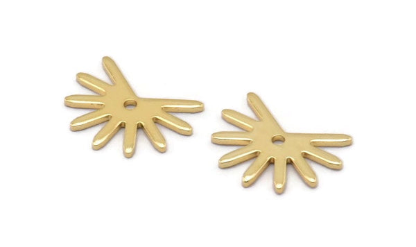 Gold Sun Charm, 8 Gold Plated Brass Sun Charms With 1 Hole (11x15x0.80mm) M02252
