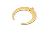 Gold Moon Charm, 2 Textured Gold Plated Brass Crescent Moon Charms With 1 Loop And 1 Hole (28x27x1mm) M02225