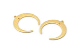Gold Moon Charm, 2 Textured Gold Plated Brass Crescent Moon Charms With 1 Loop And 1 Hole (28x27x1mm) M02225