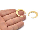 Gold Moon Charm, 2 Textured Gold Plated Brass Crescent Moon Charms With 1 Loop And 1 Hole (28x27x1mm) M02225