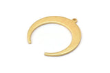 Gold Moon Charm, 2 Textured Gold Plated Brass Crescent Moon Charms With 1 Loop (28x27x1mm) M02224