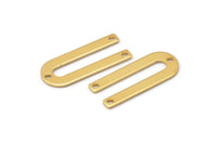 Gold U Shape Charm, 6 Gold Plated Brass U Shaped Charms With 3 Holes (22x9x0.80mm) M02094