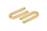 Gold U Shape Charm, 6 Gold Plated Brass U Shaped Charms With 3 Holes (22x9x0.80mm) M02094