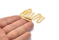 Gold U Shape Charm, 6 Textured Gold Plated Brass U Shaped Charms With 1 Hole (22x9x0.80mm) M02096
