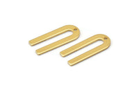 Gold U Shape Charm, 6 Gold Plated U Shaped Charms With 1 Hole (22x9x0.80mm) M02093