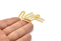 Gold U Shape Charm, 6 Gold Plated U Shaped Charms With 1 Hole (22x9x0.80mm) M02093