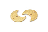 Gold Moon Charm, 6 Textured Gold Plated Brass Crescent Moon Charms With 2 Holes (15x8x1mm) M01861