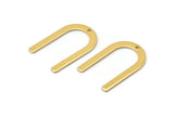 Gold U Shape Charm, 4 Gold Plated Brass U Shaped Charms With 1 Hole (26x17x0.80mm) M02082