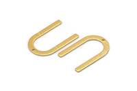 Gold U Shape Charm, 4 Textured Gold Plated Brass U Shaped Charms With 1 Hole (26x17x0.80mm) M02085