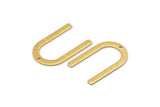 Gold U Shape Charm, 4 Textured Gold Plated Brass U Shaped Charms With 1 Hole (26x17x0.80mm) M02085