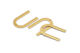 Gold U Shape Charm, 4 Textured Gold Plated Brass U Shaped Charms With 1 Hole (26x17x0.80mm) M02085