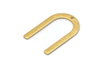 Gold U Shape Charm, 4 Textured Gold Plated Brass U Shaped Charms With 1 Hole (26x17x0.80mm) M02085
