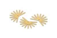 Gold Sun Charm, 4 Gold Plated Brass Sun Charms With 1 Hole (18x25x0.80mm) M02288