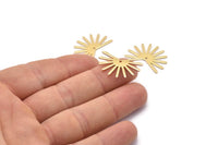 Gold Sun Charm, 4 Gold Plated Brass Sun Charms With 1 Hole (18x25x0.80mm) M02288