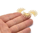 Gold Sun Charm, 4 Gold Plated Brass Sun Charms With 1 Hole (18x25x0.80mm) M02288