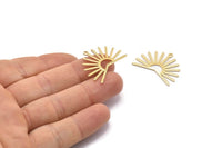 Gold Sun Charm, 4 Gold Plated Brass Sun Charms With 1 Loop (22x30x0.80mm) M02278