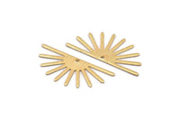 Gold Sun Charm, 4 Textured Gold Plated Brass Sun Charms With 1 Hole (32x14x0.60mm) M02072 H1674