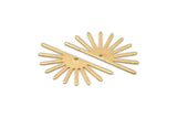 Gold Sun Charm, 4 Textured Gold Plated Brass Sun Charms With 1 Hole (32x14x0.60mm) M02072 H1674