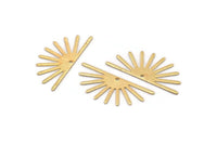 Gold Sun Charm, 4 Textured Gold Plated Brass Sun Charms With 1 Hole (32x14x0.60mm) M02072 H1674