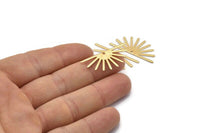 Gold Sun Charm, 4 Textured Gold Plated Brass Sun Charms With 1 Hole (32x14x0.60mm) M02072 H1674