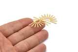 Gold Sun Charm, 4 Gold Plated Brass Sun Charms With 1 Hole (32x14x0.60mm) M02069