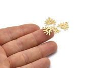 Gold Sun Charm, 8 Textured Gold Plated Brass Sun Charms With 2 Loops (13x15x0.80mm) M02265