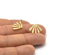 Gold Sun Earring, 4 Gold Plated Brass Rising Sun Flag Stud Earrings (20x12x0.60mm) D960 A1245 H0476