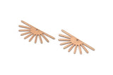 Rose Gold Sun Charm, 4 Textured Rose Gold Plated Brass Sun Charms With 1 Hole (32x14x0.60mm) M02072 H1674