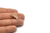 Rose Gold Sun Charm, 4 Rose Gold Plated Brass Sun Charms With 2 Loops (22x30x0.80mm) M02274