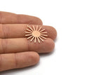 Rose Gold Sun Charm, 4 Textured Rose Gold Plated Brass Sun Charms With 1 Loop (27x0.80mm) A1723 M01653