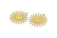 Gold Sun Charm, 4 Gold Plated Brass Sun Charms With 1 Loop (31x30x0.80mm) M02205