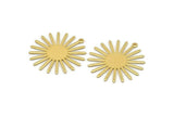 Gold Sun Charm, 4 Gold Plated Brass Sun Charms With 1 Loop (31x30x0.80mm) M02205