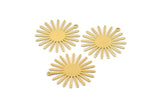 Gold Sun Charm, 4 Gold Plated Brass Sun Charms With 1 Loop (31x30x0.80mm) M02205