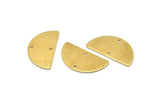 Semi Circle Charm, 12 Raw Brass Half Moon Blanks With 2 Holes, Earrings, Pendants (24x13x0.80mm) D918