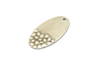 Silver Oval Charm, 8 Antique Silver Plated Brass Oval Charms With 1 Hole, Pendants, Earrings, Findings (29.5x15x0.80mm) D985