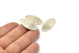 Silver Oval Charm, 8 Antique Silver Plated Brass Oval Charms With 1 Hole, Pendants, Earrings, Findings (29.5x15x0.80mm) D985