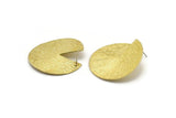 Brass Abstract Earring, 2 Textured Raw Brass Geometric Stud Earrings (34x1mm) N0463