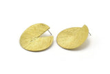 Brass Abstract Earring, 2 Textured Raw Brass Geometric Stud Earrings (34x1mm) N0463