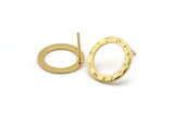 Gold Circle Earring, 4 Gold Plated Brass Roman Numerals Stud Earrings (16x1mm) BS 2176 A1190 Q0834