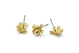 Brass Spider Earring, 12 Raw Brass Spider Stud Earrings With 1 Loop (9x7mm) N1227
