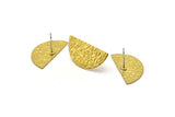 Brass Moon Earring, 8 Raw Brass Half Moon Stud Earrings (25x12x0.60mm) D888 A1175