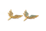 Gold Bird Charm, Gold Plated Phoenix, Cubic Zircon, CZ Pave Phoenix Bird Charm, Zircon Charm Pendant With 2 Loops (30x31mm) SY0124