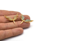 Gold Bird Charm, Gold Plated Phoenix, Cubic Zircon, CZ Pave Phoenix Bird Charm, Zircon Charm Pendant With 2 Loops (30x31mm) SY0124