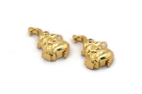 Gold Elephant Charm, Gold Plated Elephant, Cubic Zircon, 4 CZ Pave Elephant Charms, Zircon Charm Pendants With 1 Loop (12x18mm) SY0089