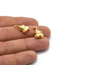 Gold Elephant Charm, Gold Plated Elephant, Cubic Zircon, 4 CZ Pave Elephant Charms, Zircon Charm Pendants With 1 Loop (12x18mm) SY0089