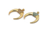 Gold Moon Charms, Gold Plated Brass Crescent Moon Charm With 1 Loop, Pendants, Earring Findings (28x25mm) SY0120